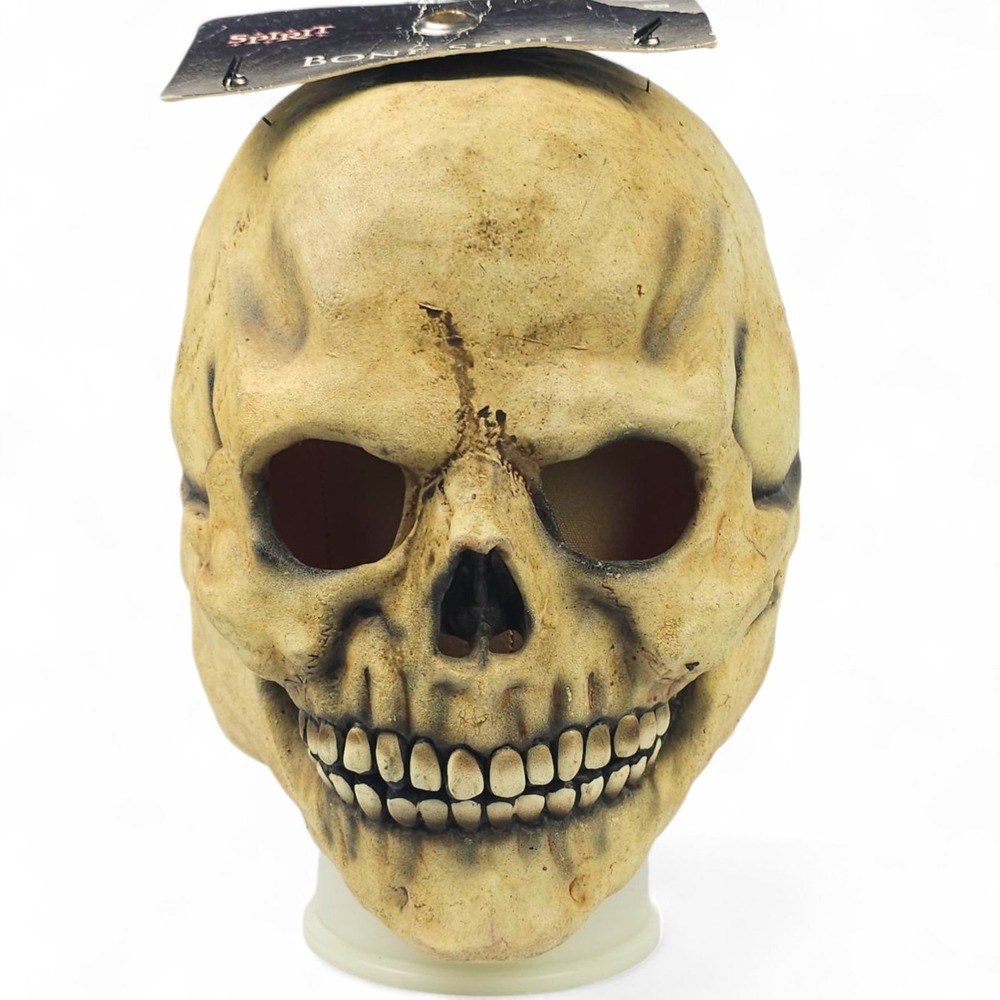 Spirit Halloween Bone Skull Latex Mask Over Head Skeleton Costume